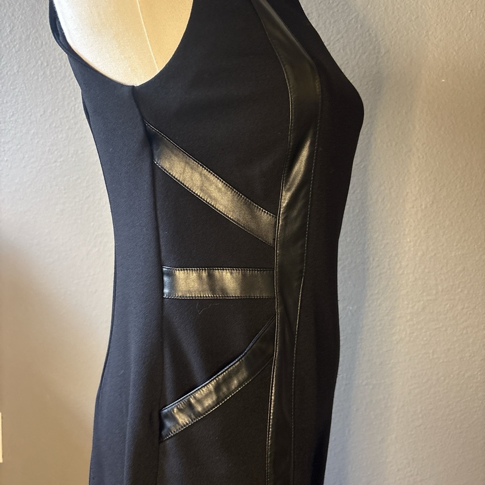 Sami & Jo Black Midi Dress with Faux Leather Accents